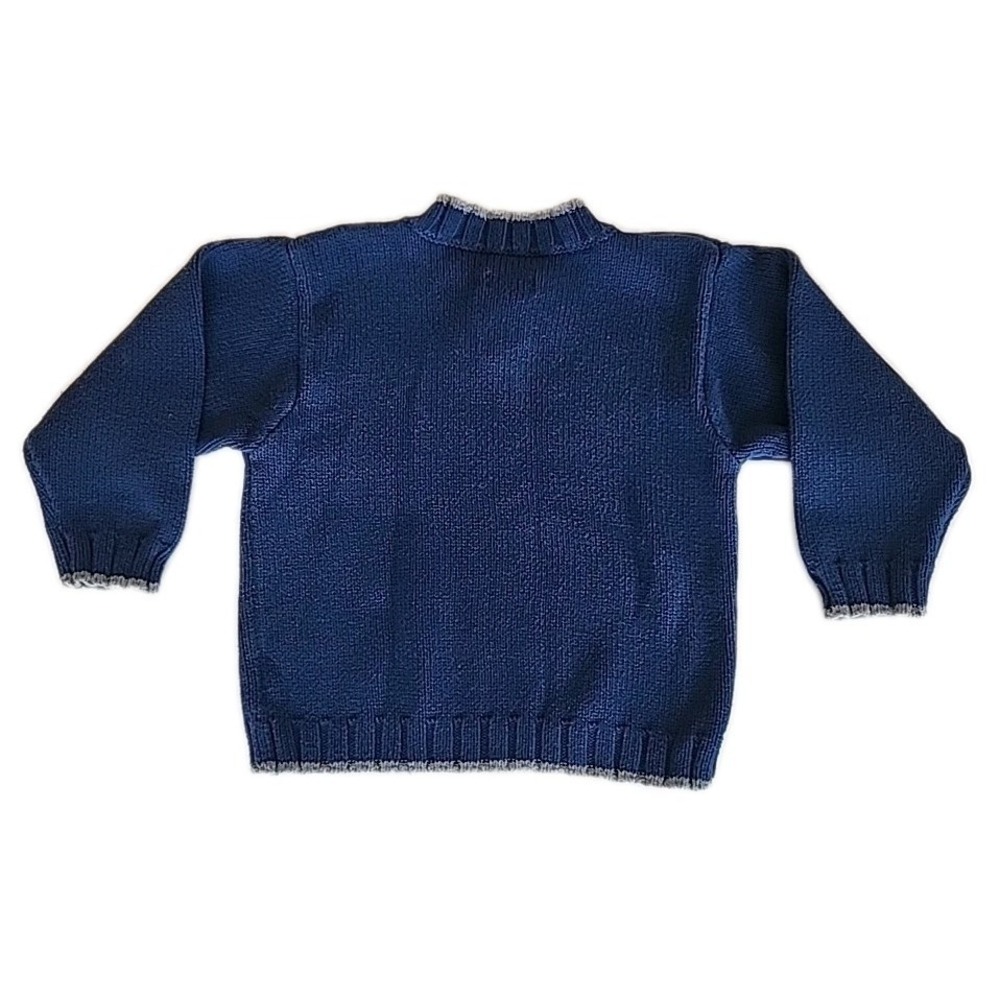 Lands End Toddler Boy Pullover Sweater Size 4T Blue V-Neck Cotton Preppy Coastal - Picture 3 of 8